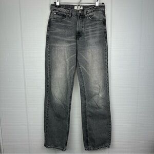 BDG Black Gray Charcoal Wash Stone Distressed Straight Leg Cowboy Jeans 26